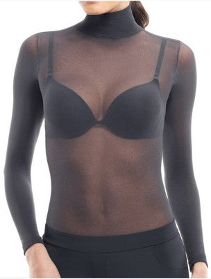 Camiseta Transparente - Nylon - Cuello Alto